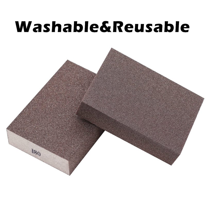 Sunxeke 6Pcs Sanding Sponge 180 Grit Fine Blocks for Pot Brush Pan Brush Metal Sanding Wood Sanding Washable&Reusable N-G-001-180 - Image 5